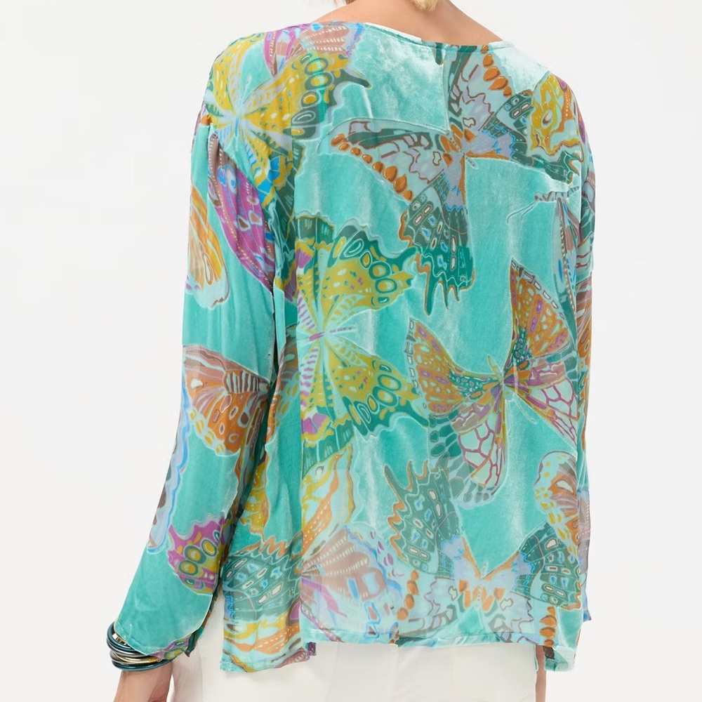Johnny Was Multicolor Butterfly Print Burnout w/ Cami Blouse. M, NWT. - Picture 2 of 2